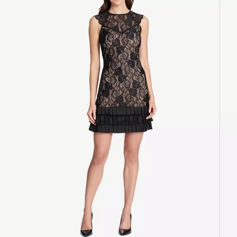 Kensie Lace Ruffled-Hem Dress, Size 6 - Picture 3 of 7